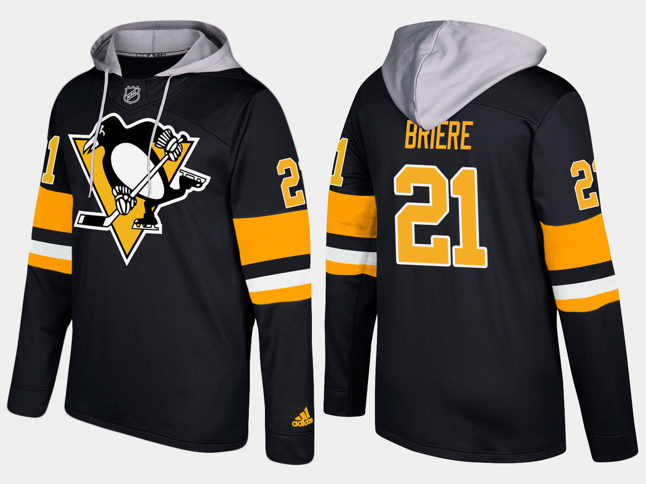 Men NHL Pittsburgh penguins retired 21 michel briere black hoodie